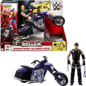 WWE Wrekkin’ Boneyard Slamcycle Undertaker Figure Mattel Motorcycle DAMAGE Box